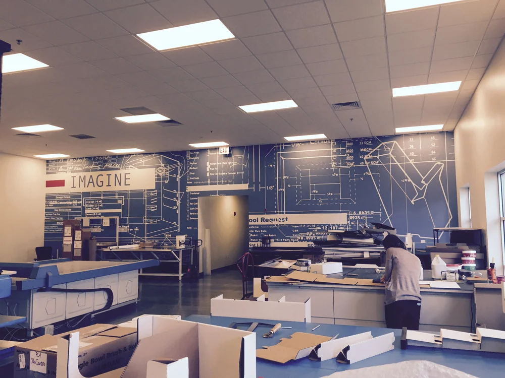 Commercial wallpaper installation Detroit office